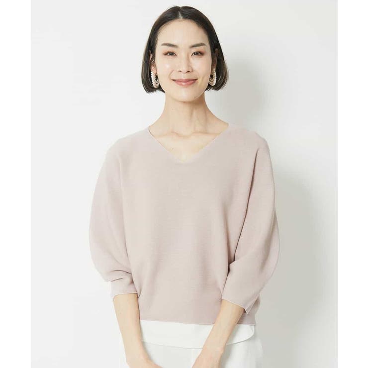 ピンク(10) | [1枚着としておすすめ]ホールガーメント(R)Vネックボリュームスリーブニット | MICHEL KLEIN