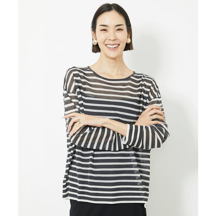 ダークグレー×ライトグレーボーダー(93/WEB限定カラー) | シアーボーダーニット(WEB限定カラー) | MICHEL KLEIN