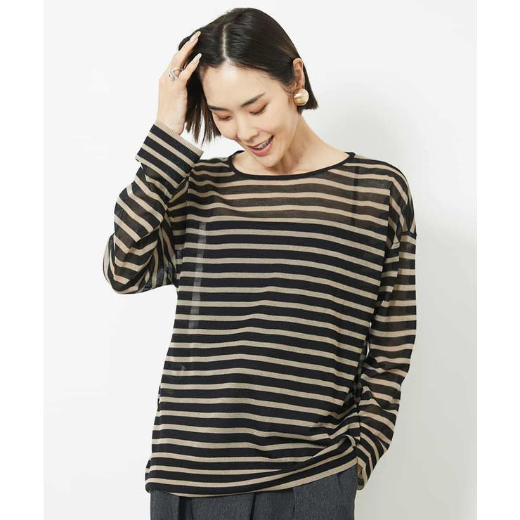 ブラック×ベージュ(94) | シアーボーダーニット(WEB限定カラー) | MICHEL KLEIN