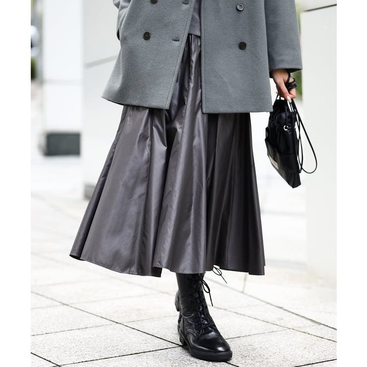 モカ | マイクロタフタレザーライクスカート | MICHEL KLEIN