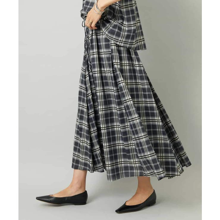 [セットアップ対応]ギャザースカート シアーチェック柄 | MICHEL KLEIN | 詳細画像1 