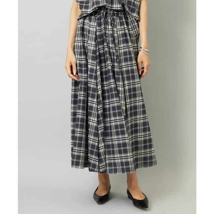 [セットアップ対応]ギャザースカート シアーチェック柄 | MICHEL KLEIN | 詳細画像2 