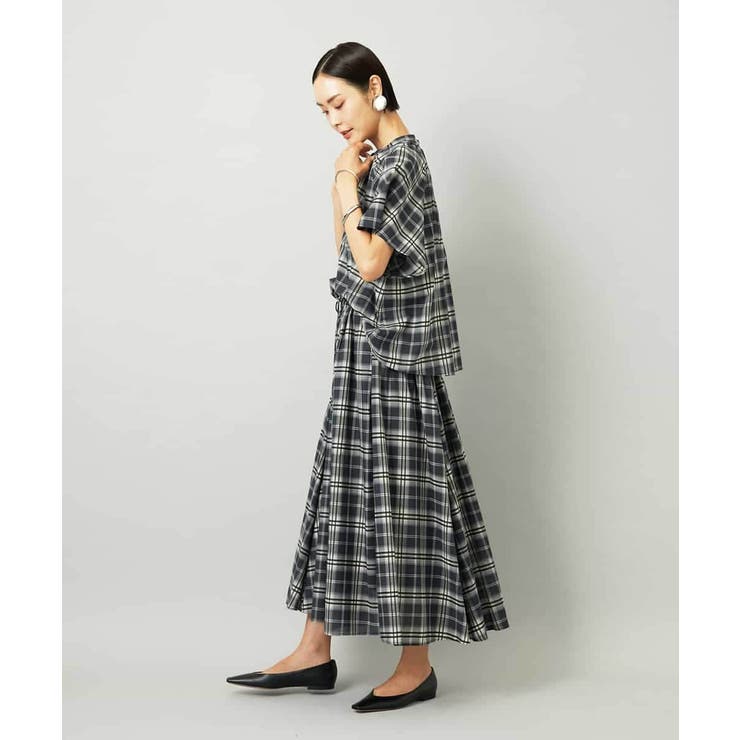 [セットアップ対応]ギャザースカート シアーチェック柄 | MICHEL KLEIN | 詳細画像6 