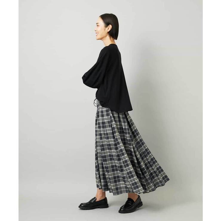 [セットアップ対応]ギャザースカート シアーチェック柄 | MICHEL KLEIN | 詳細画像9 
