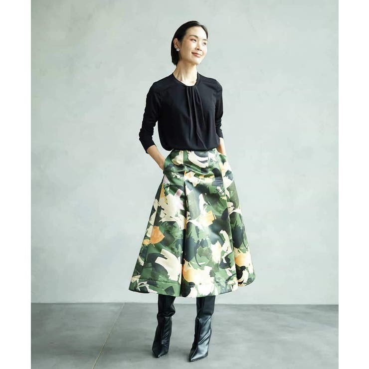 [セットアップ対応]モダンフラワープリントタックフレアスカート  | MICHEL KLEIN | 詳細画像16 