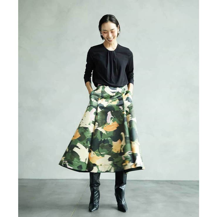 [セットアップ対応]モダンフラワープリントタックフレアスカート  | MICHEL KLEIN | 詳細画像17 