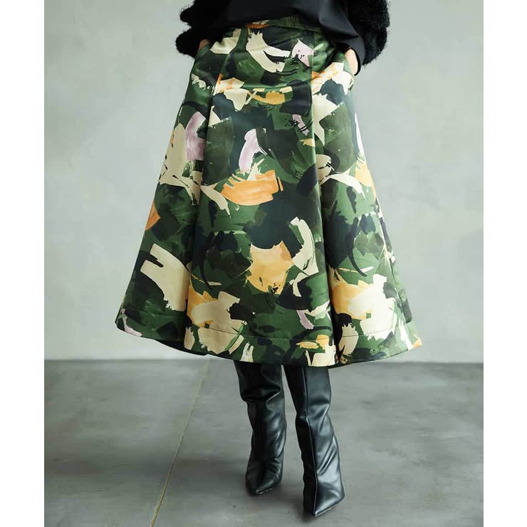 [セットアップ対応]モダンフラワープリントタックフレアスカート  | MICHEL KLEIN | 詳細画像2 