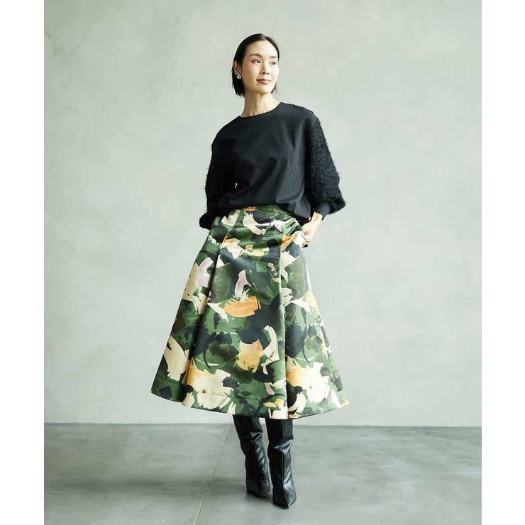 [セットアップ対応]モダンフラワープリントタックフレアスカート  | MICHEL KLEIN | 詳細画像3 