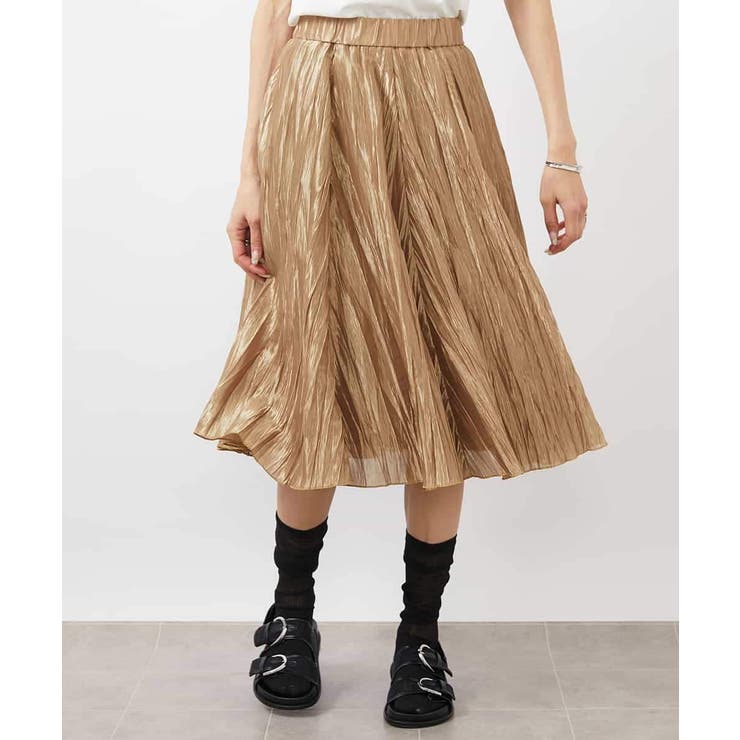 ベージュ | メタリックプリーツスカート | MICHEL KLEIN