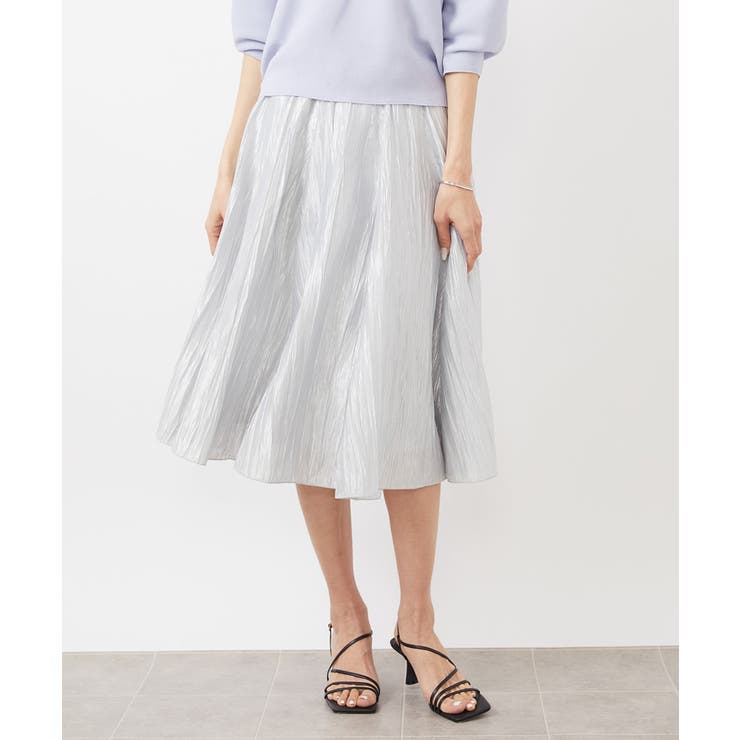 ライトグレー | メタリックプリーツスカート | MICHEL KLEIN