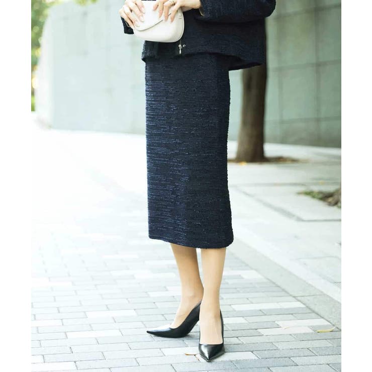 ネイビー | [セットアップ対応]ファンシーツイードタイトスカート | MICHEL KLEIN