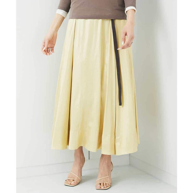 レザーライクサテンフレアスカート | MICHEL KLEIN | 詳細画像1 