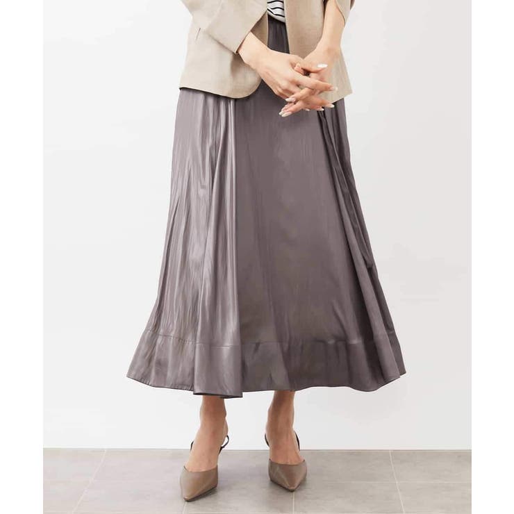 レザーライクサテンフレアスカート | MICHEL KLEIN | 詳細画像10 