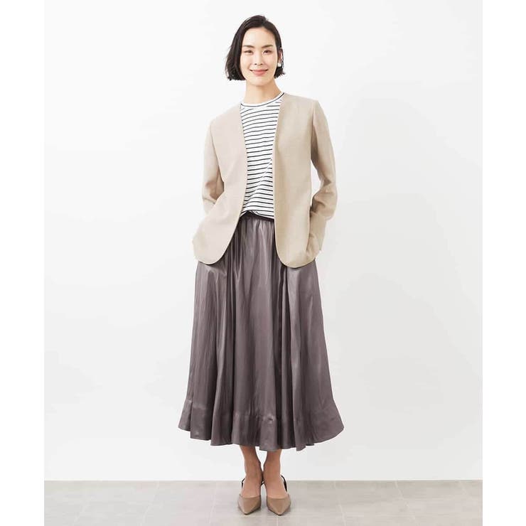 レザーライクサテンフレアスカート | MICHEL KLEIN | 詳細画像12 