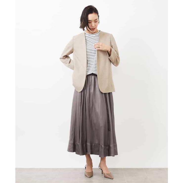 レザーライクサテンフレアスカート | MICHEL KLEIN | 詳細画像14 