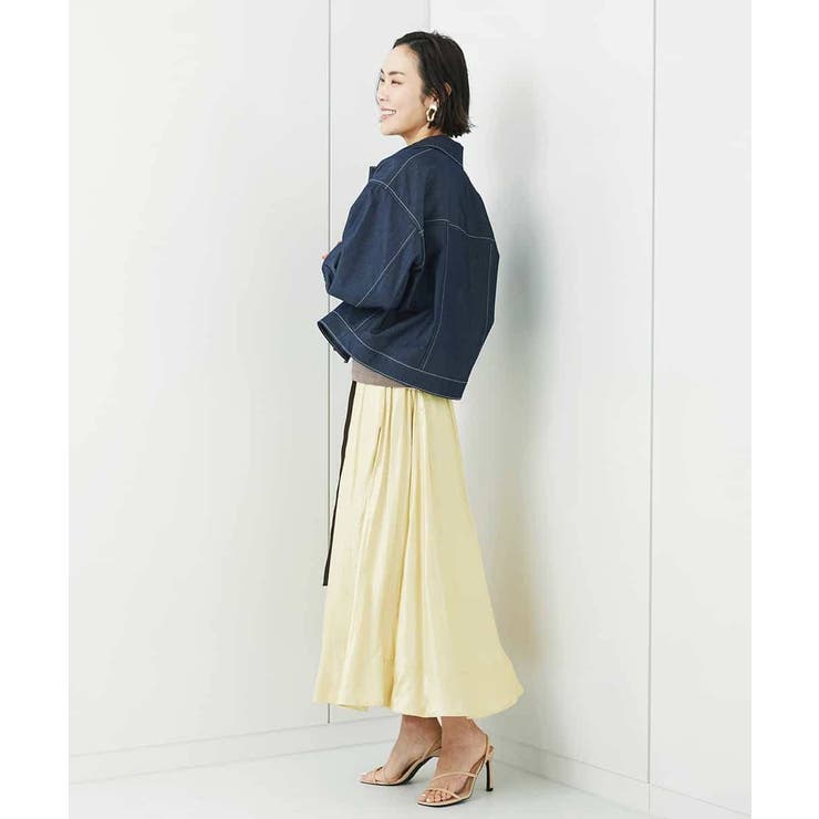 レザーライクサテンフレアスカート | MICHEL KLEIN | 詳細画像8 