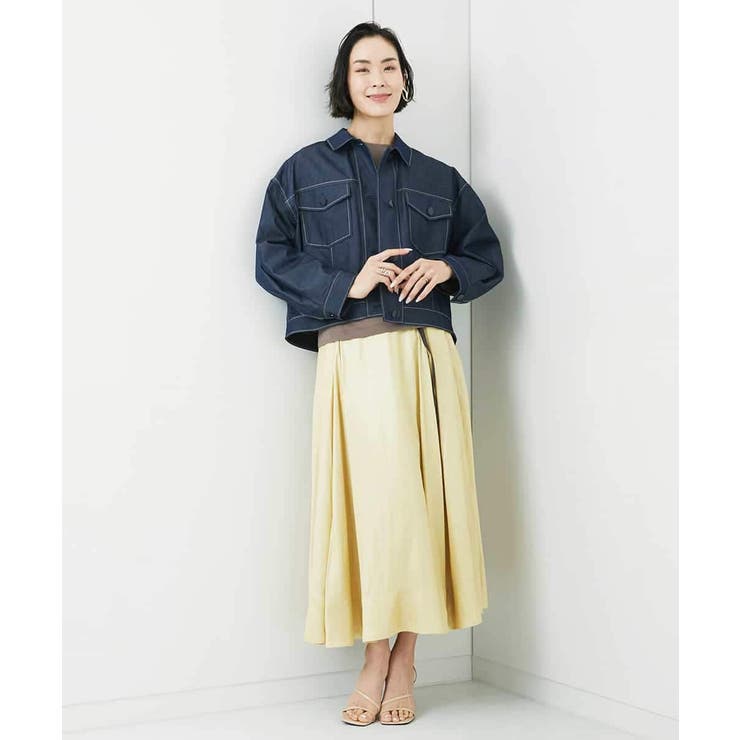 レザーライクサテンフレアスカート | MICHEL KLEIN | 詳細画像9 