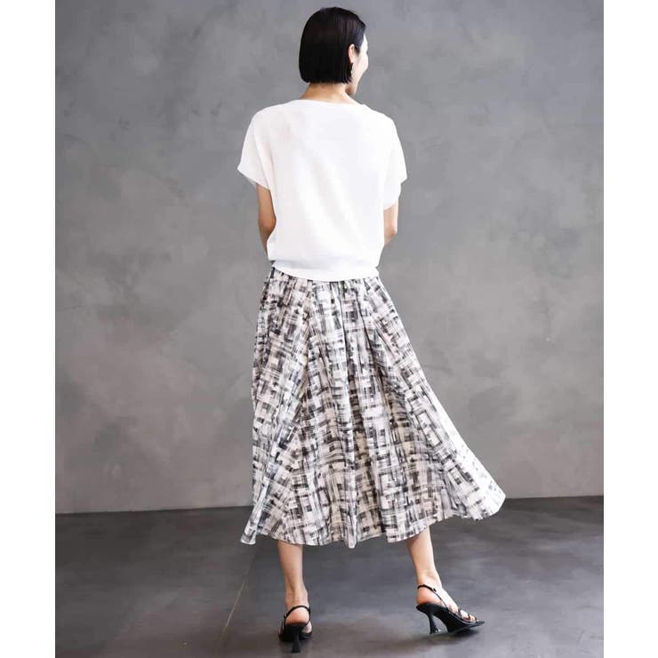 [セットアップ対応]かすれチェック柄ギャザースカート | MICHEL KLEIN | 詳細画像10 