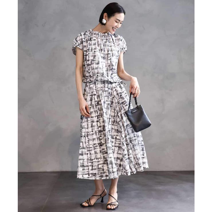 [セットアップ対応]かすれチェック柄ギャザースカート | MICHEL KLEIN | 詳細画像6 