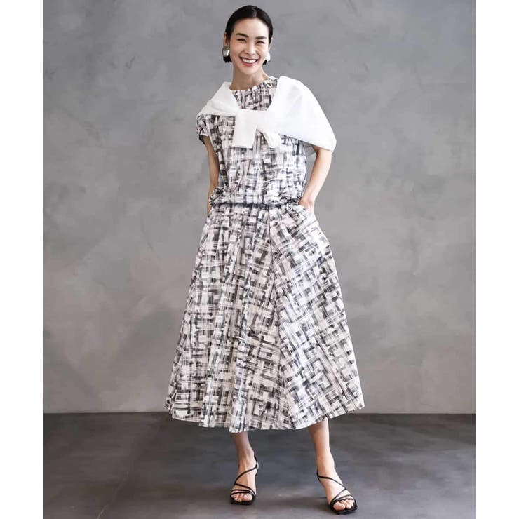 [セットアップ対応]かすれチェック柄ギャザースカート | MICHEL KLEIN | 詳細画像8 