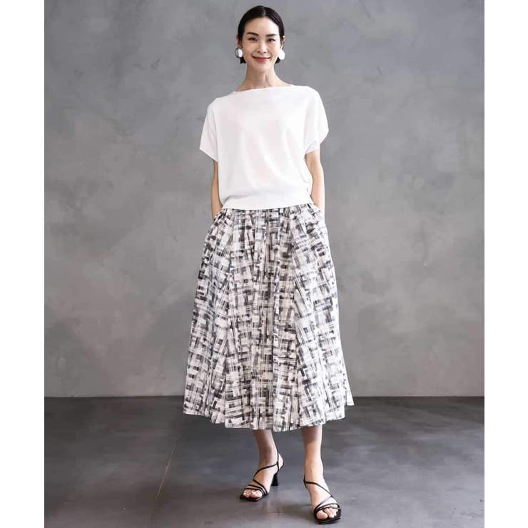 [セットアップ対応]かすれチェック柄ギャザースカート | MICHEL KLEIN | 詳細画像9 
