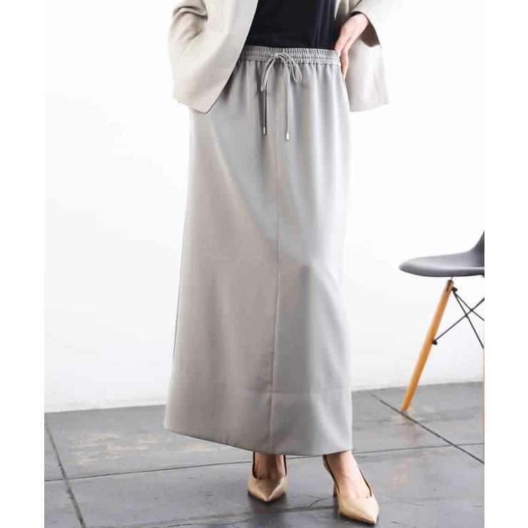 [リラックスボトム]ダルサテン Iラインスカート | MICHEL KLEIN | 詳細画像1 