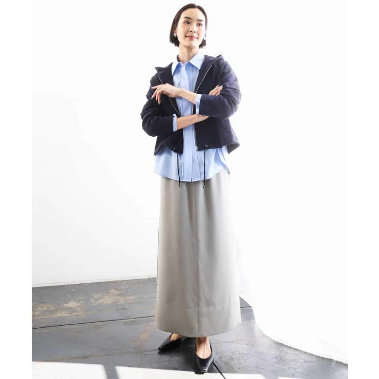 [リラックスボトム]ダルサテン Iラインスカート | MICHEL KLEIN | 詳細画像12 