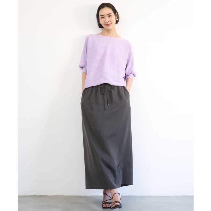 [リラックスボトム]ダルサテン Iラインスカート | MICHEL KLEIN | 詳細画像24 