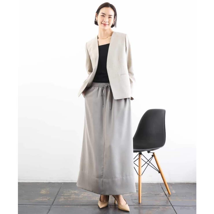 [リラックスボトム]ダルサテン Iラインスカート | MICHEL KLEIN | 詳細画像3 