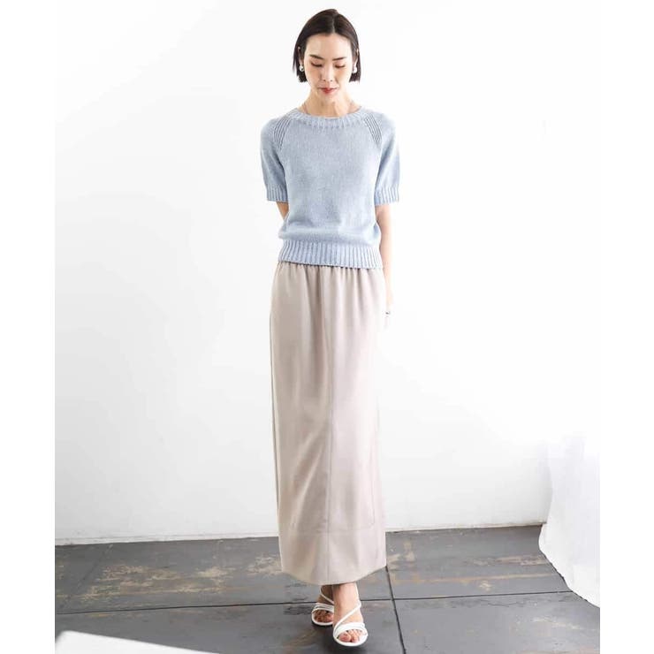 [リラックスボトム]ダルサテン Iラインスカート | MICHEL KLEIN | 詳細画像30 