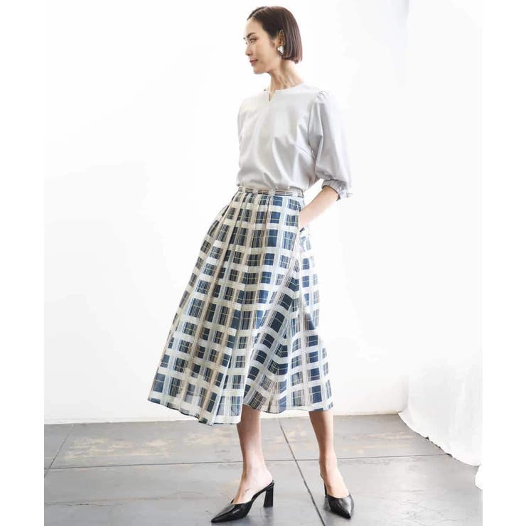 [セットアップ対応]チェック柄タックフレアスカート | MICHEL KLEIN | 詳細画像10 