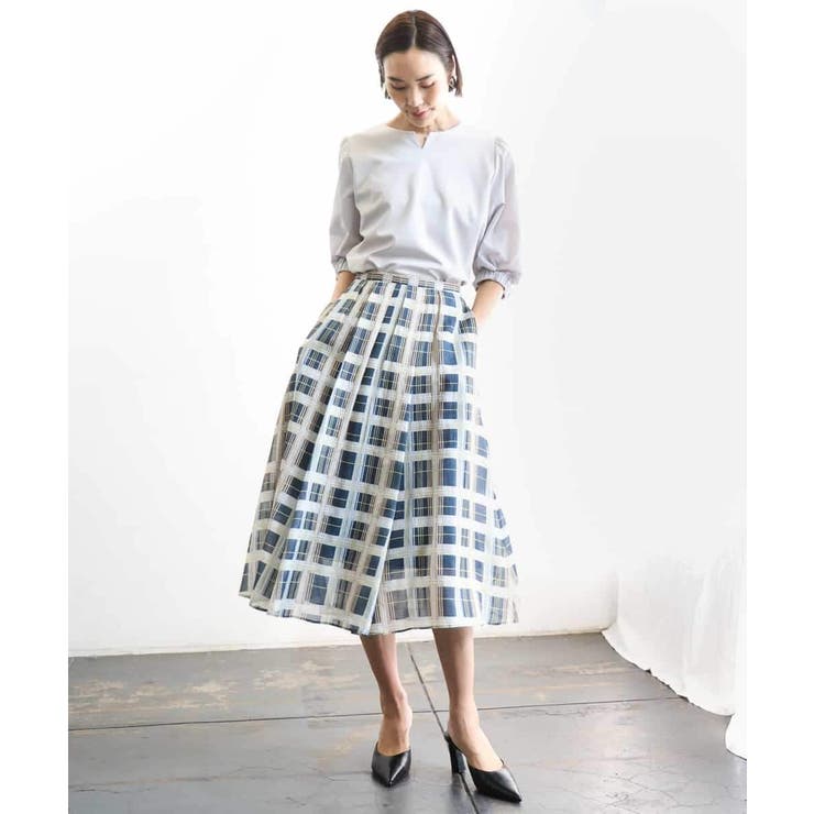 [セットアップ対応]チェック柄タックフレアスカート | MICHEL KLEIN | 詳細画像11 