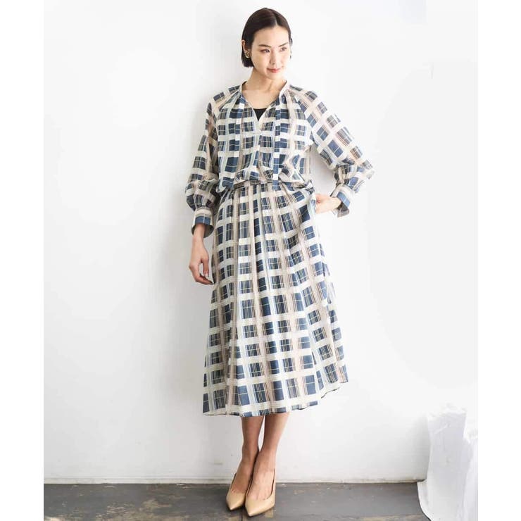 [セットアップ対応]チェック柄タックフレアスカート | MICHEL KLEIN | 詳細画像5 