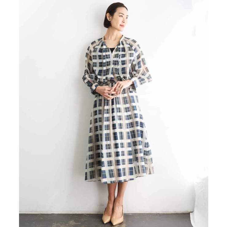 [セットアップ対応]チェック柄タックフレアスカート | MICHEL KLEIN | 詳細画像6 