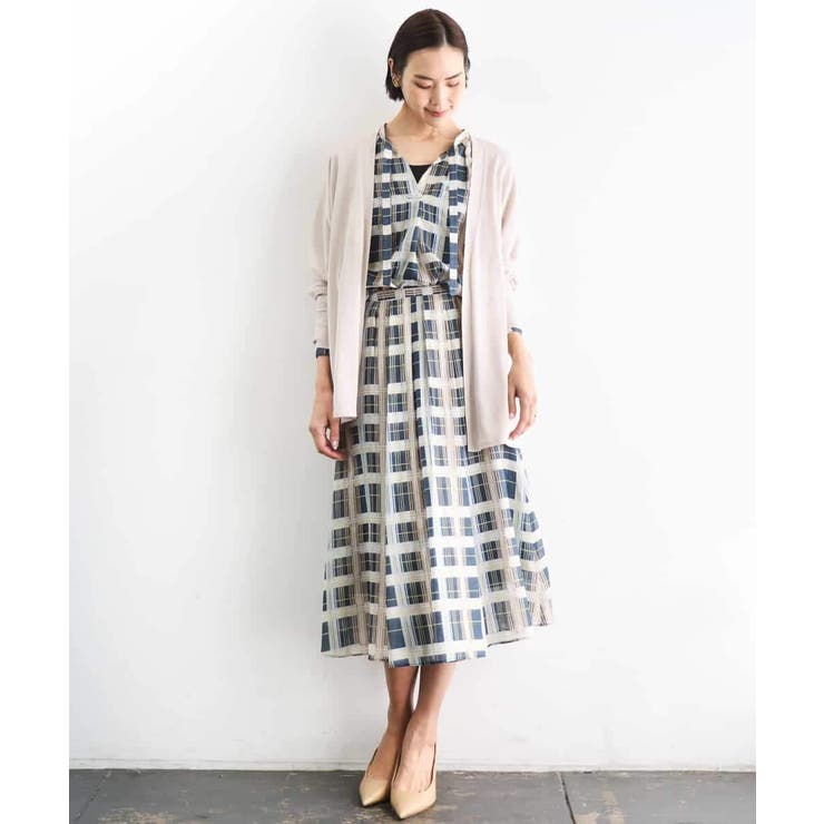 [セットアップ対応]チェック柄タックフレアスカート | MICHEL KLEIN | 詳細画像7 