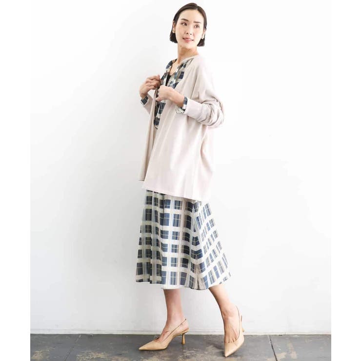 [セットアップ対応]チェック柄タックフレアスカート | MICHEL KLEIN | 詳細画像8 