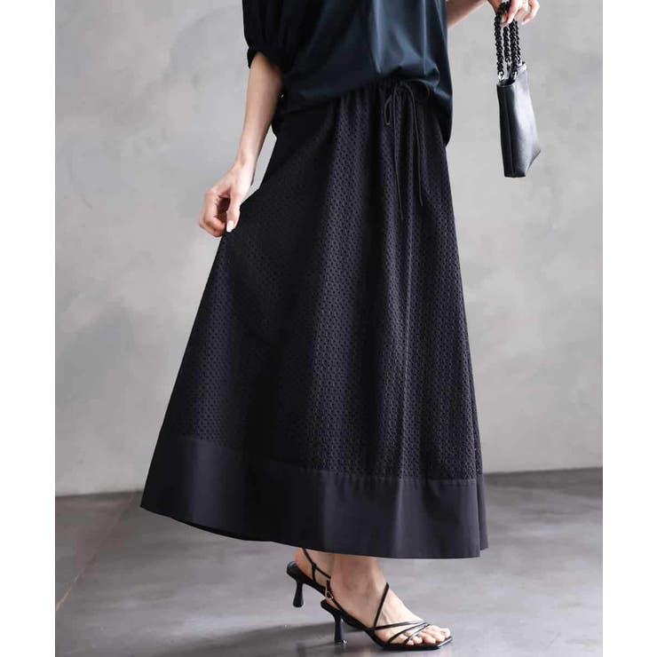 ブラック | [セットアップ対応]エンブロイダリーレーススカート | MICHEL KLEIN