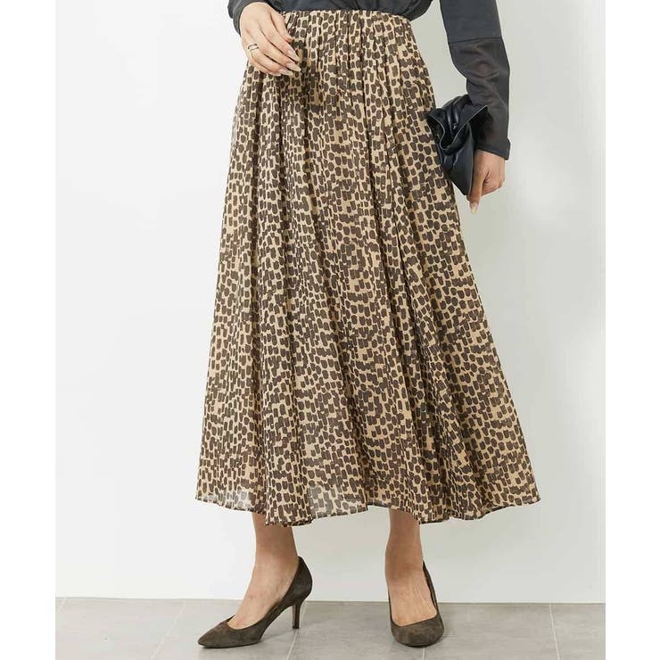 レオパードプリントタックフレアースカート(オリジナルプリント) | MICHEL KLEIN | 詳細画像1 