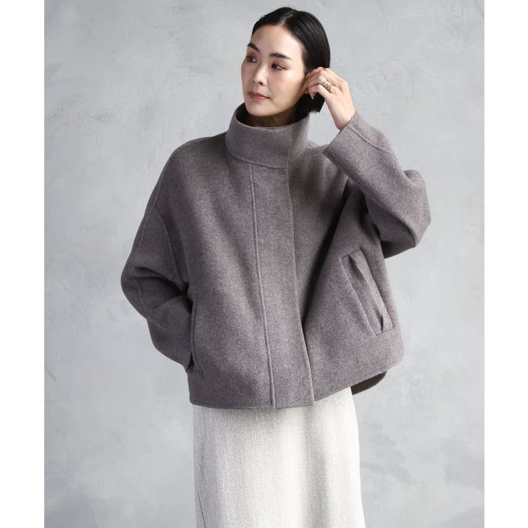 ブラウン | スタンドカラーショートコート | MICHEL KLEIN