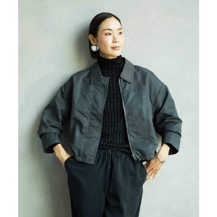 カーキ | ステンカラーショートブルゾン | MICHEL KLEIN