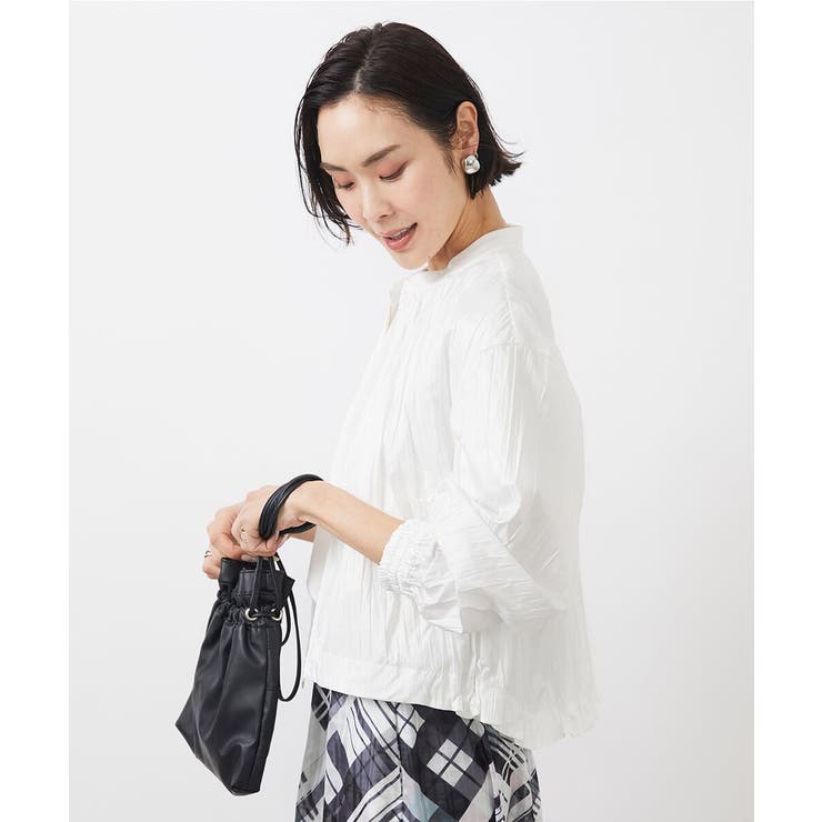 ［セットアップ対応］クラッシュレザーライクノーカラーブルゾン | MICHEL KLEIN | 詳細画像10 