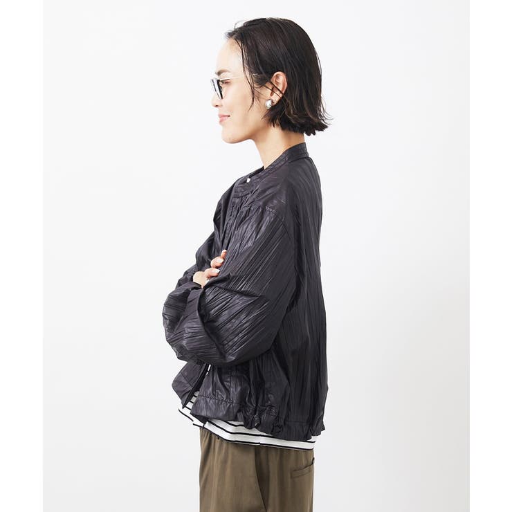 ［セットアップ対応］クラッシュレザーライクノーカラーブルゾン | MICHEL KLEIN | 詳細画像15 