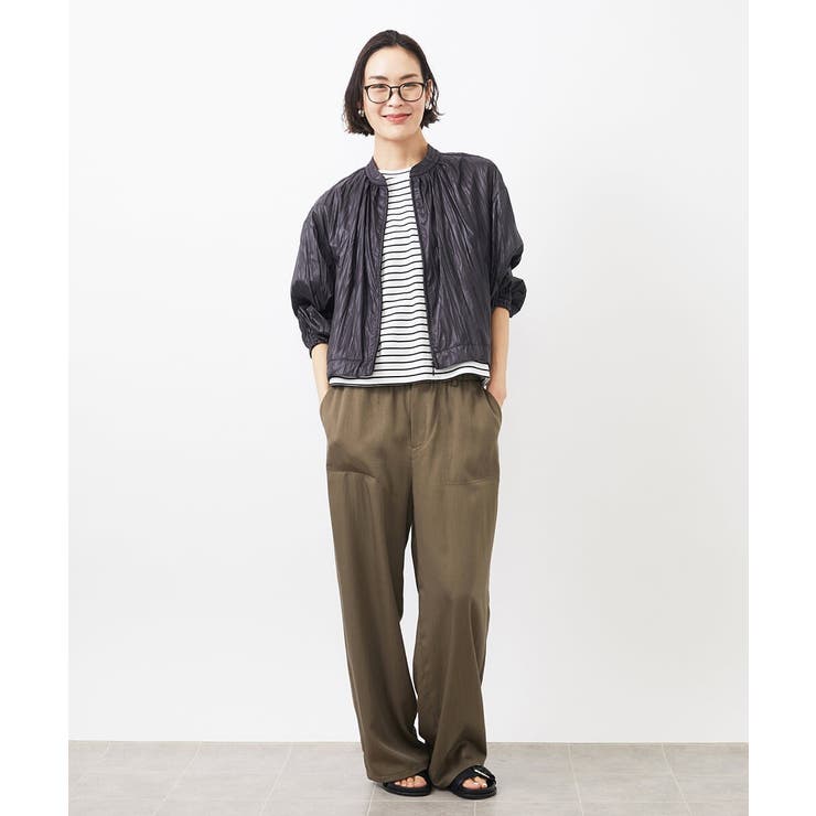 ［セットアップ対応］クラッシュレザーライクノーカラーブルゾン | MICHEL KLEIN | 詳細画像17 