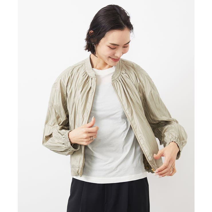 ［セットアップ対応］クラッシュレザーライクノーカラーブルゾン | MICHEL KLEIN | 詳細画像4 