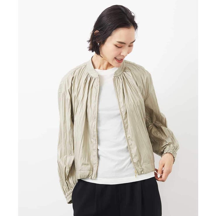 ベージュ | ［セットアップ対応］クラッシュレザーライクノーカラーブルゾン | MICHEL KLEIN