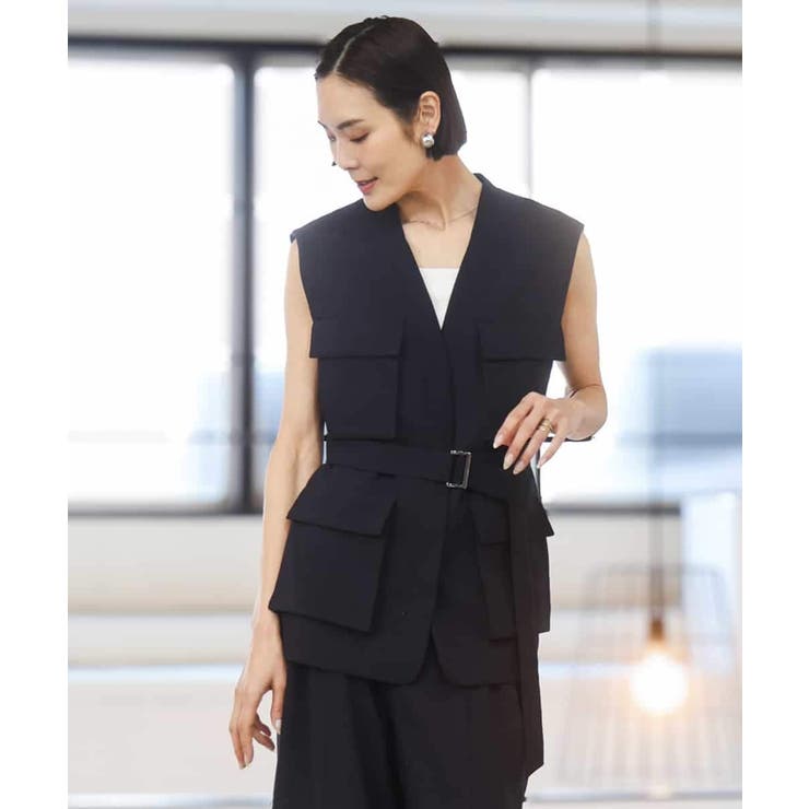 ネイビー | [セットアップ対応]ツイードライク フィッシャーマンジレ | MICHEL KLEIN