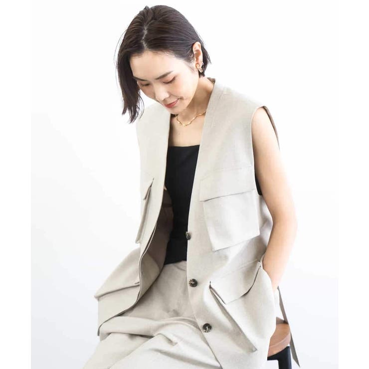 ベージュ | [セットアップ対応]ツイードライク フィッシャーマンジレ | MICHEL KLEIN