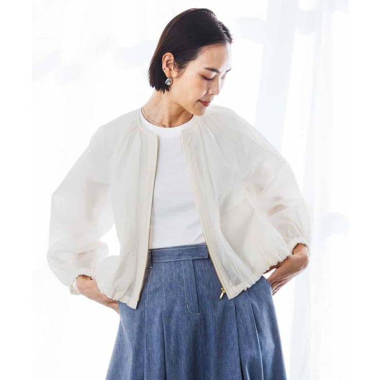 ナイロンペーパー ノーカラーブルゾン | MICHEL KLEIN | 詳細画像1 