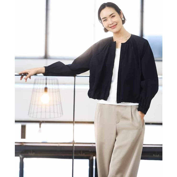 ナイロンペーパー ノーカラーブルゾン | MICHEL KLEIN | 詳細画像16 