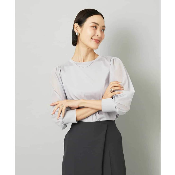 ラベンダー | ラメチュールスリーブ異素材カットソー | MICHEL KLEIN